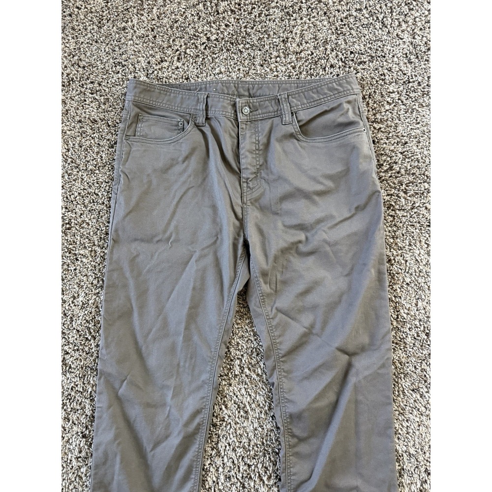 Prana Breathe Slim Fit Pants Mens 36x29 Brown Performance Hiking Travel 5-Pocket